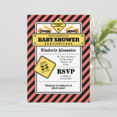 Coral Construction Baby Shower Invitation (Standing Front)