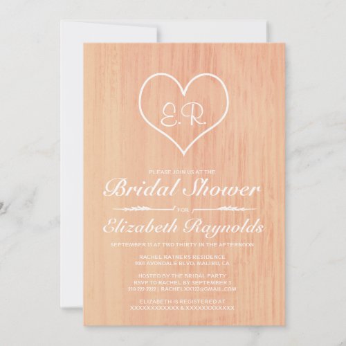 Coral Country Bridal Shower Invitations