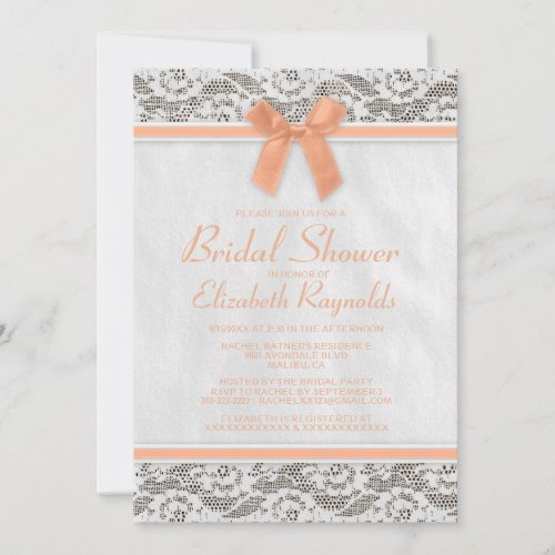 Coral Country Lace Bridal Shower Invitations