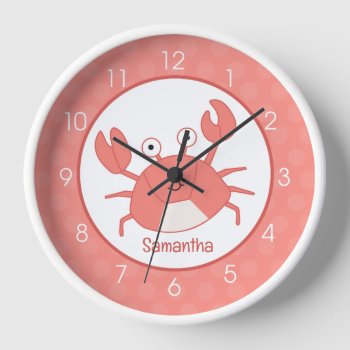 Coral Crab Crustaceancore Crabby Nursery Clock by allpetscherished at Zazzle