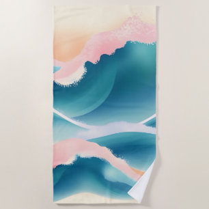 Coral Crest Fluid Abstract Coastal Beach Towel