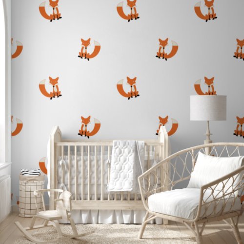Coral Cute Fox Modern Simple Wallpaper
