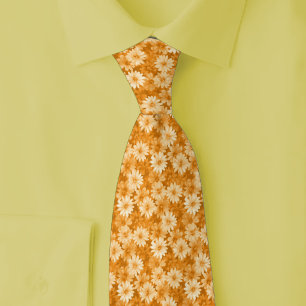 Coral Daisies Neck Tie