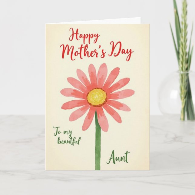 Coral Daisy Mothers Day Card (Front)