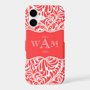Coral Damask Custom Monograms Monogrammed Case-Mat iPhone 17 Case