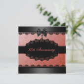 Coral Damask & Lace Wedding Anniversary Invite (Standing Front)