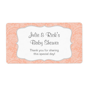 Coral Damask Water Bottle favor - customize it! Label