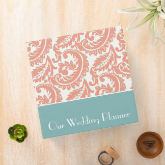 Coral Damask Wedding Planner Binder