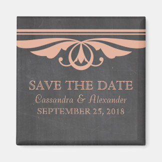 Coral Deco Chalkboard Save the Date Magnet