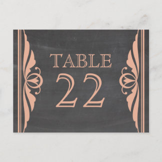 Coral Deco Chalkboard Table Number Postcard