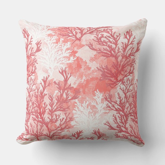 Coral Decorative Pillow | Beach Throw Pillows (Front)