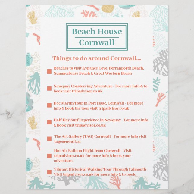 Coral Design Flyer - Things To Do Around.... (Front)