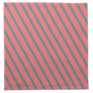 Coral Diagonal Stripes Cloth Napkin