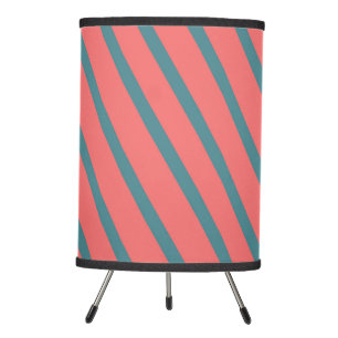 Coral Diagonal Stripes Tripod Lamp