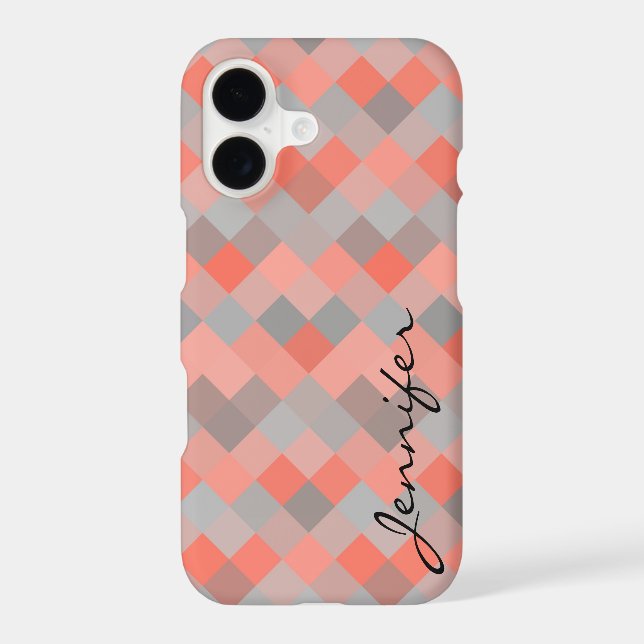 Coral Diamond Geometric Pattern Iphone Case (Back)