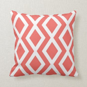 Coral Diamond Throw Pillow by thepetitepear at Zazzle