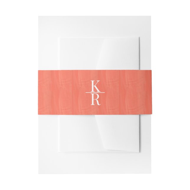 coral double monogram Wedding Belly Band (Front Example)
