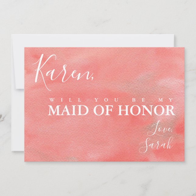 Coral Dreams  Be My Maid of Honor Proposal Card (Front)