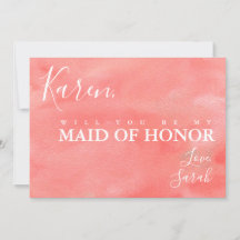 Coral Dreams Be My Maid of Honor Proposal Card