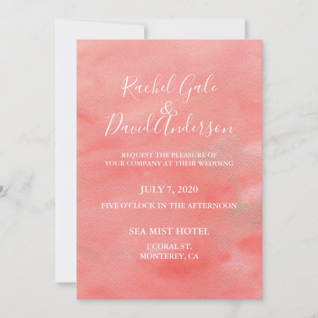 Coral Dreams Watercolor Wedding Invitation (Front)