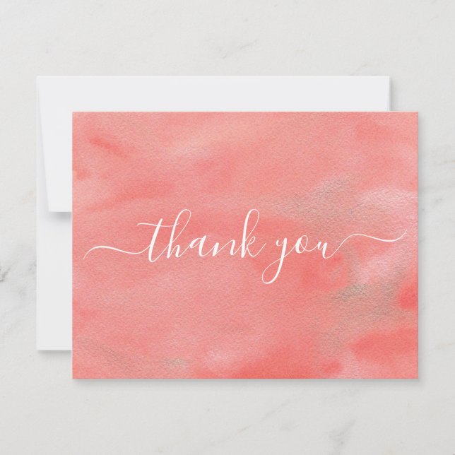 Coral Dreams Wedding Thank You Note Card (Front)