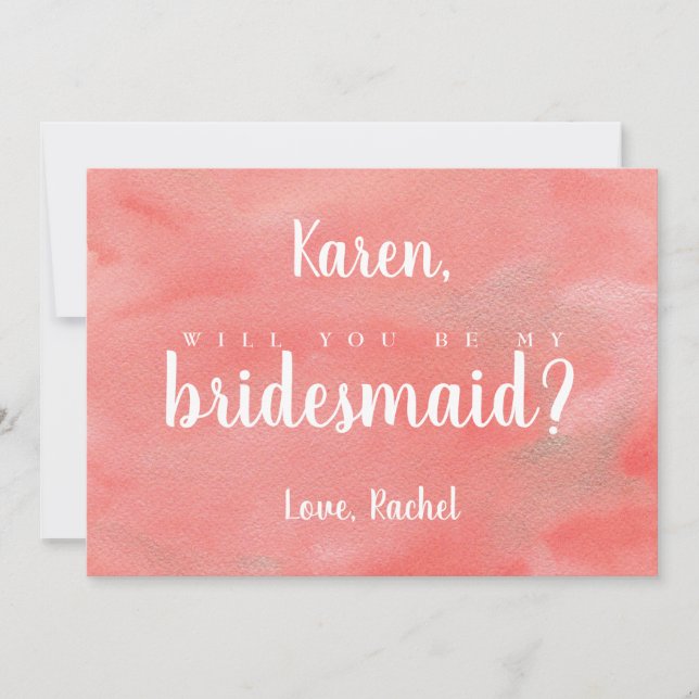 Coral Dreams Wedding Will You Be My Bridesmaid Invitation (Front)