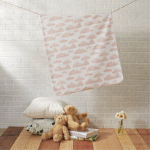 Coral Dreamtime Watercolor Clouds Baby Blanket
