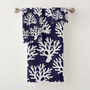 Coral Drift Navy Bath Towel Set