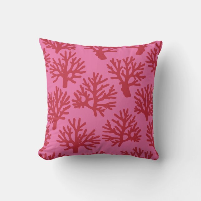 Coral Drift Red Pink Throw Pillow (Front)