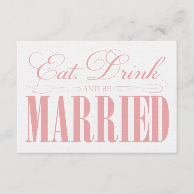 Coral Eat, Drink & Be Married | Enclosure Card (Front)
