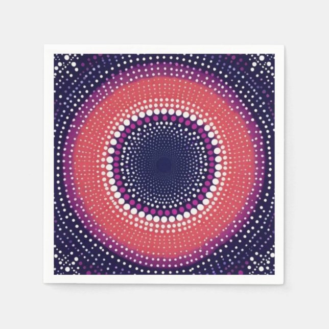 Coral, Eggplant, Magenta, Blue Kaleidoscope Dots Napkins (Front)