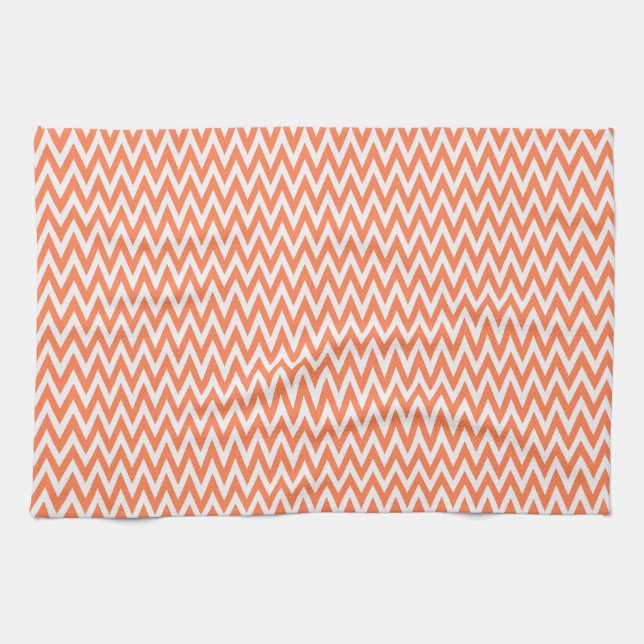 Coral Elegant Chevron Design Kitchen Towel (Horizontal)