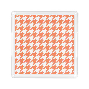 Coral Elegant Houndstooth Acrylic Tray