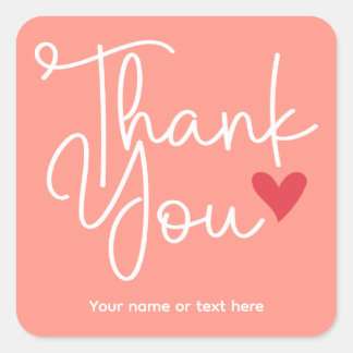 Coral Elegant Thank You with heart Sticker