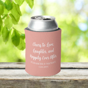 Coral Elegant Wedding Cheers to Love Can Cooler