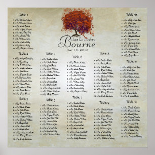 Coral Enchanted Forest Seating Chart 12 Tables