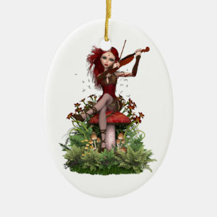 Coral Fairy ~ Sweet Melody Ceramic Ornament