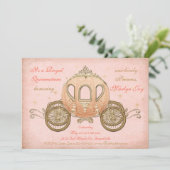 Coral Fairytale Princess Quinceanera Invitations (Standing Front)