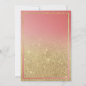 Coral faux gold ombre glitter modern Graduation Invitation (Back)