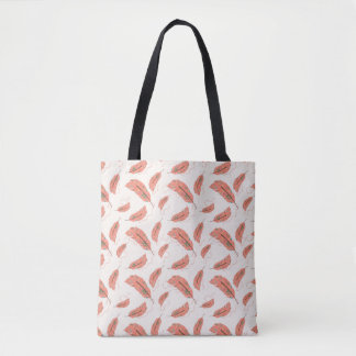Coral Feather Tote Bag | Whimsical Boho