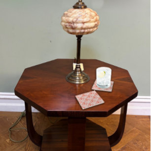 Coral Fizz and White Fans Glass Coaster