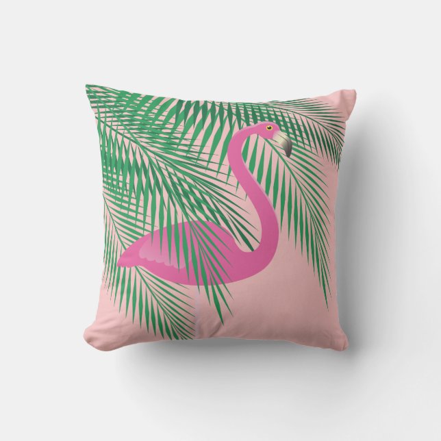 Coral Flamingo Pillow - Outdoor (Front)