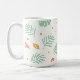 Coral Flamingo Tropical Leaf Pattern Coffee Mug