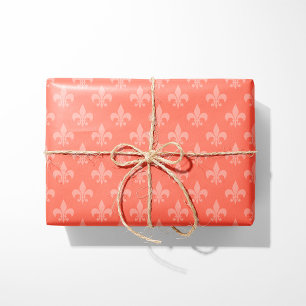 Coral Fleur-de-Lis Wrapping Paper