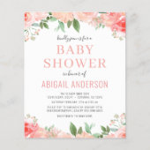 Coral Floral Baby Shower Budget Invitation (Front)