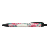 Coral Floral, Bridal Shower Black Ink Pen (Top)