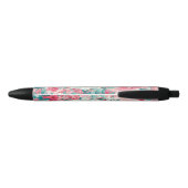 Coral Floral, Bridal Shower Black Ink Pen (Back)