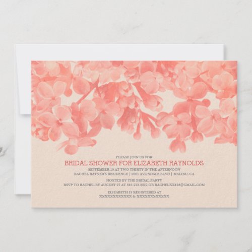 Coral Floral Bridal Shower Invitations