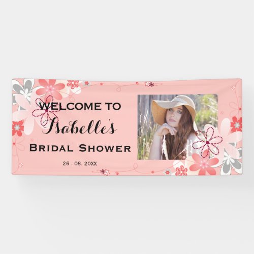 Coral Floral BRIDAL SHOWER with PHOTO Banner
