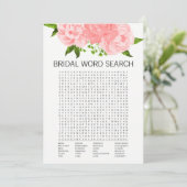 Coral Floral Bridal Shower Word Search Game Card (Standing Front)